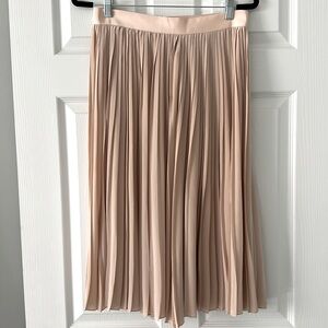 Pleated silk midi skirt